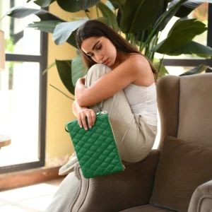 Green clutch from The Clutches collection – bold, fresh, and modern handbag